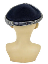 Navy 1950s Striped Edge Vintage Casque Hat