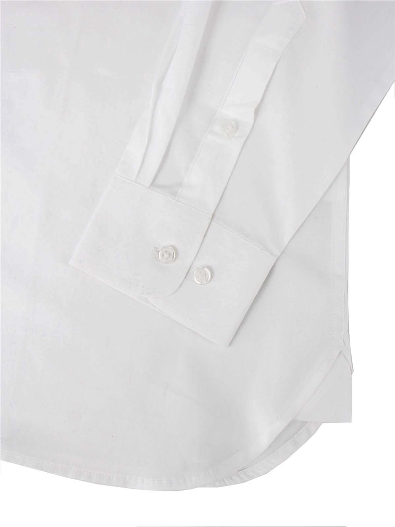 White 1940s Vintage Style Spearpoint Collar Shirt with Barrel Cuff