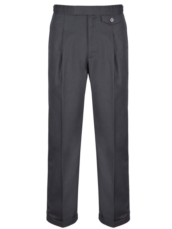 Forties Vintage Hugo Fishtail Back Trousers in Slate Grey