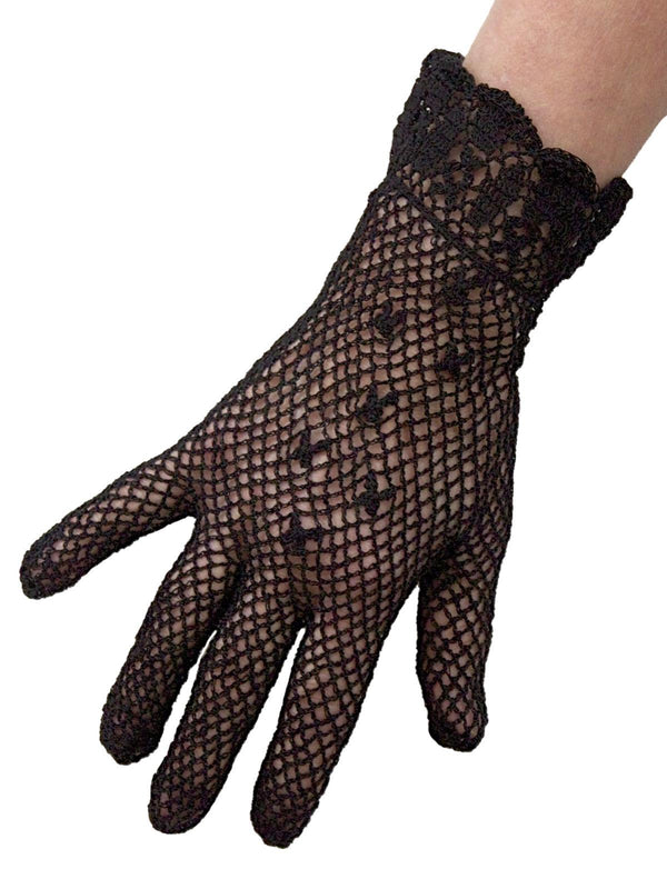 1940s Vintage Style Black Mesh Crochet Gloves