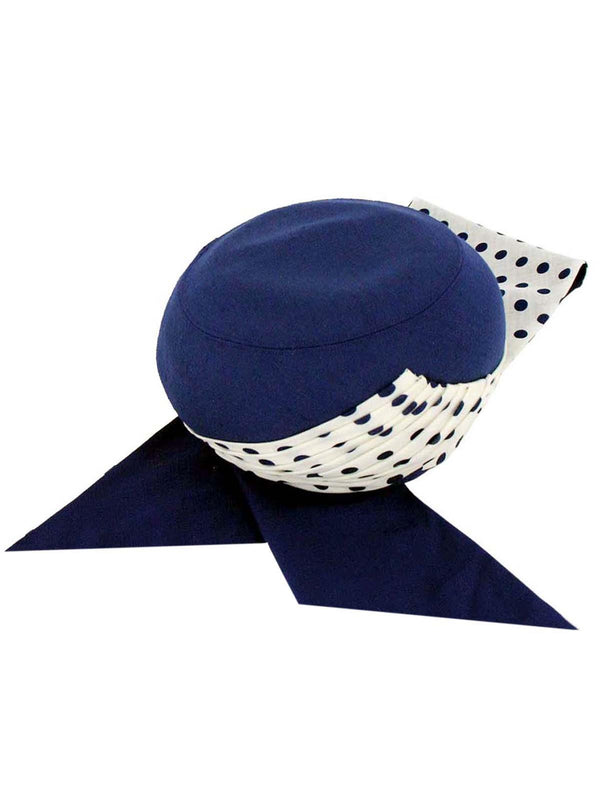 Navy Blue Vintage 1960s Deep Pillbox Hat
