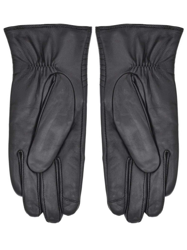 Ribbed Leather Black Vintage Style Gloves
