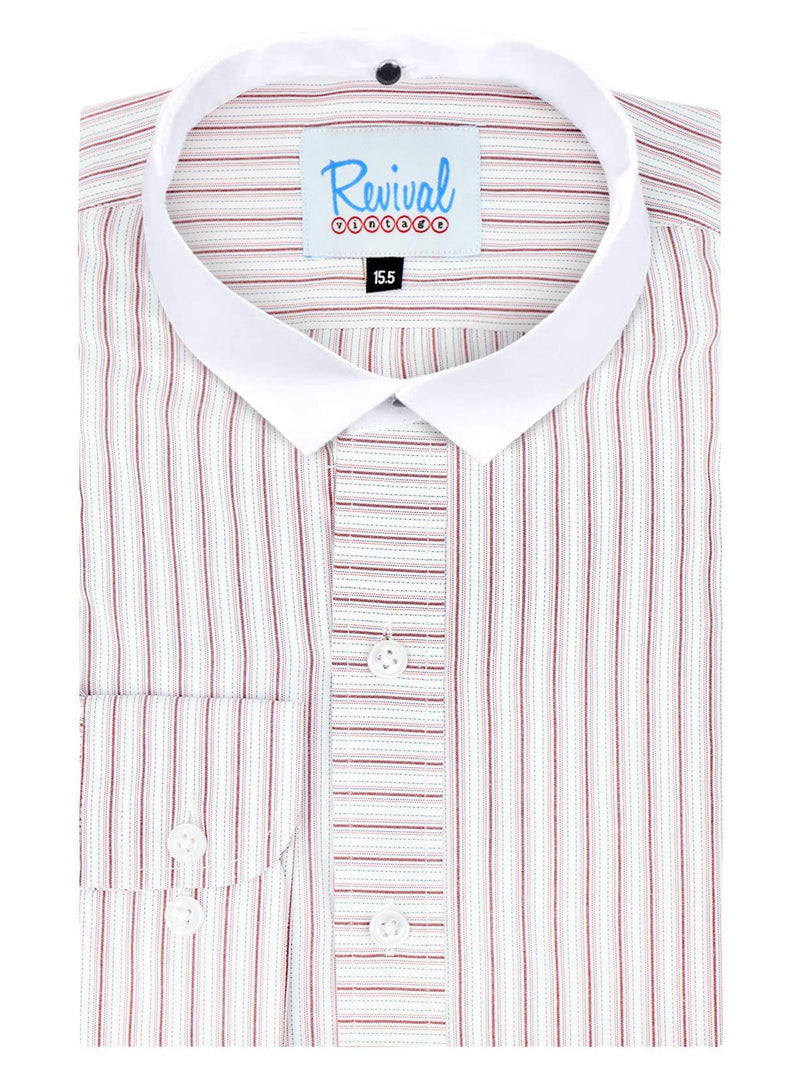 White Detachable Banker Shirt - Red Orton Stripe