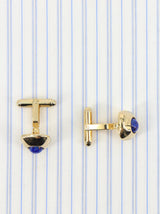 Vintage 1960s Gold Plated & Glass Cabochon Cufflinks