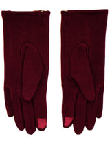 Tartan Trim Deep Red Vintage Style Winter Gloves