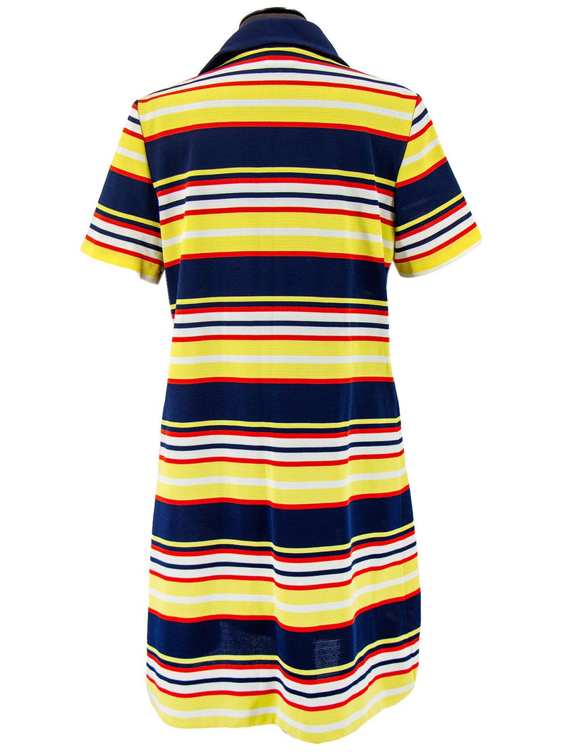 Vintage 1970s Stripe Double Breasted Shirt Dress