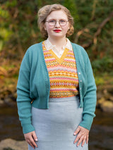 Pure Scottish Wool Fairisle Knit Tank Top in Gala Yellow