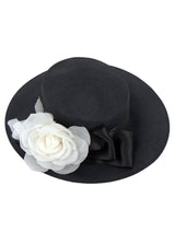 Black Sisal Kangol Vintage Hat Rose Trim