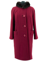 Vintage Cherry Red Fur Collar All Wool Coat