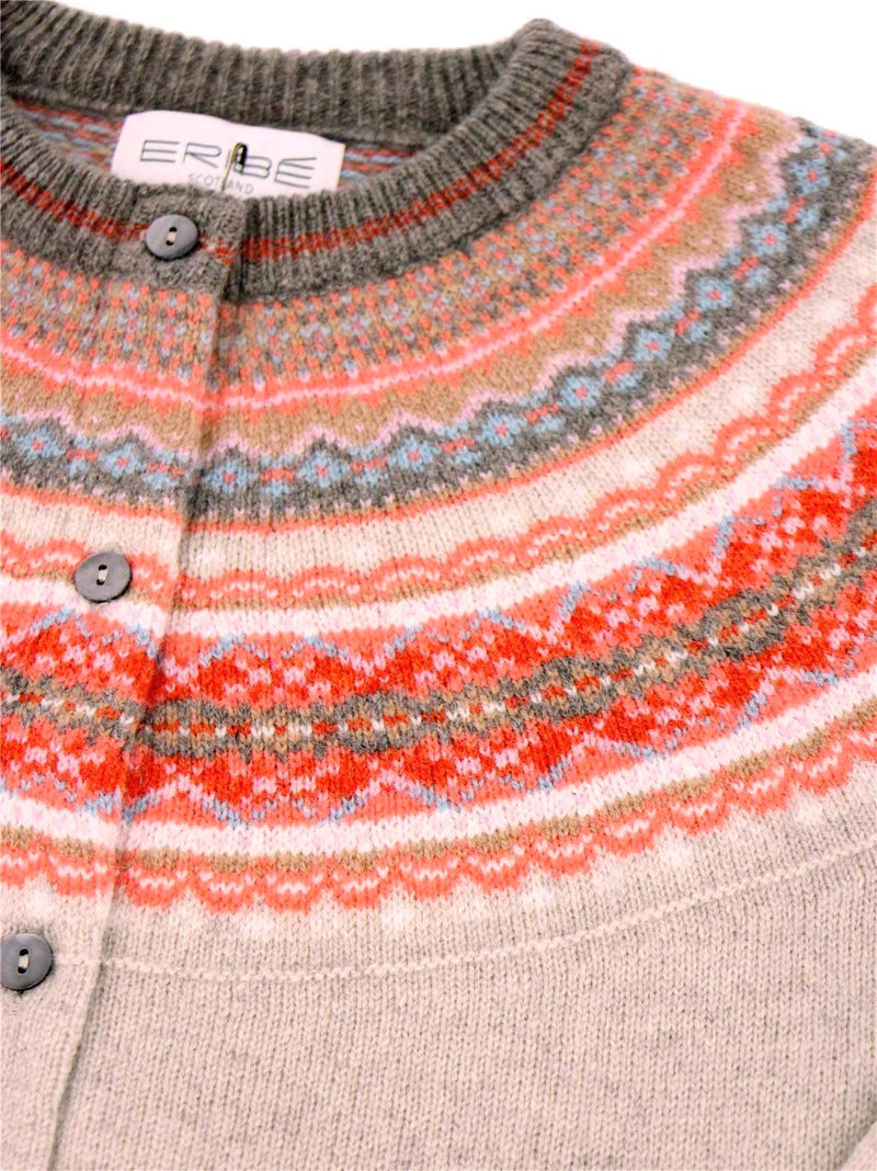 Merino Lambswool Alpine Cardigan in Hibiscus Beige