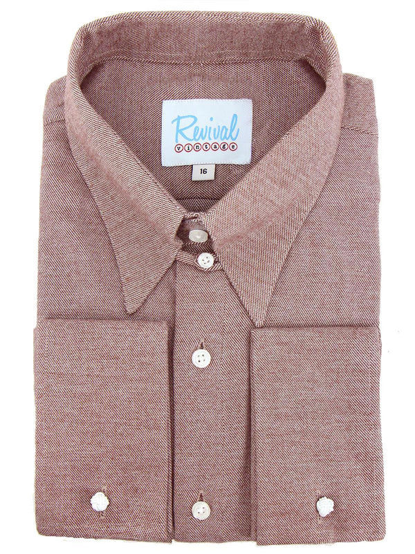 Brown Aspen Brushed Cotton Spearpoint Shirt with Tab Collar and French Cuff