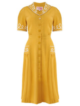 Vintage Style Mustard & Cream Soutache Decor Dress