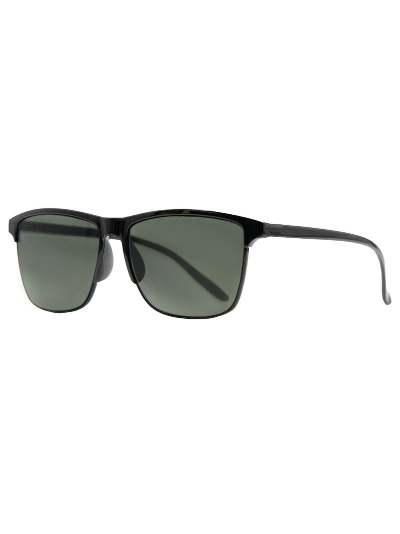 Retro Black Sunglasses with Green Lenses