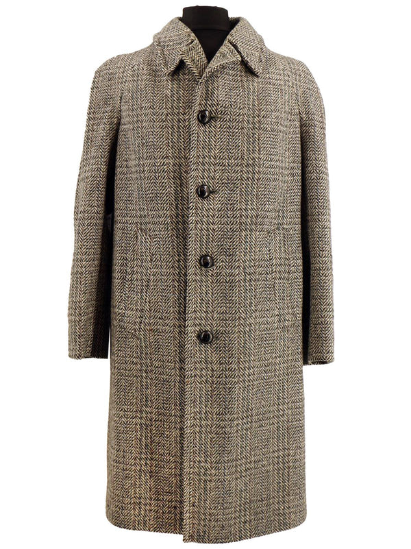 Vintage Crombie Grey Herringbone Wool Coat