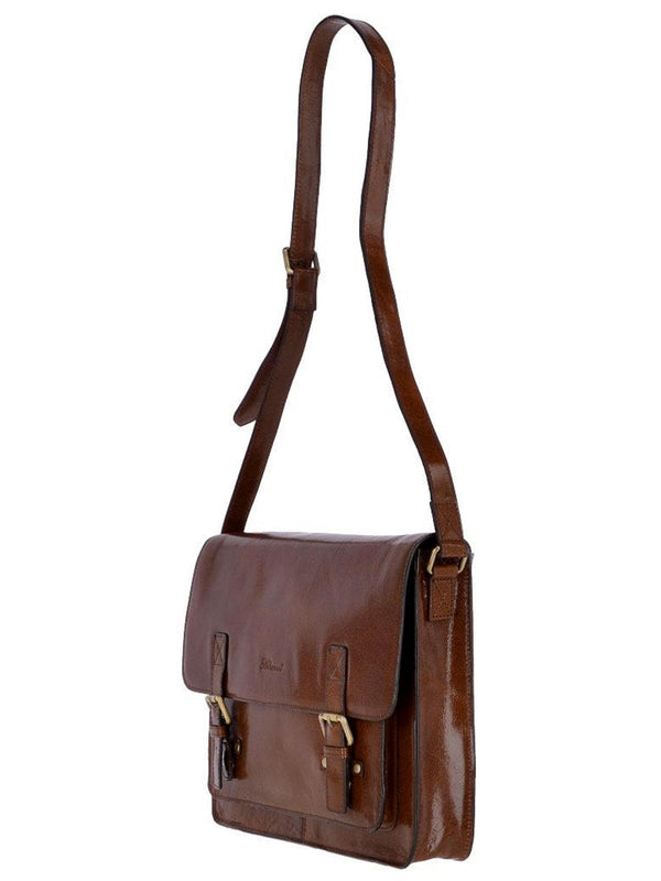 Men's Chestnut Leather Vintage Look Satchel Bag