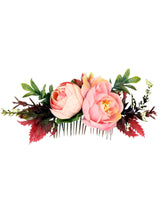 Peach Pink Vintage Style Hair Flower Comb