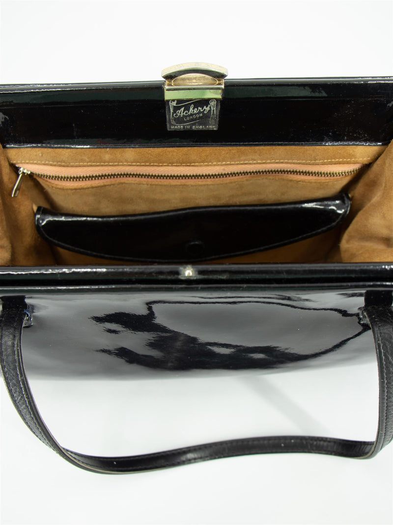 Vintage 1950s Ackery Black Patent Leather Frame Bag