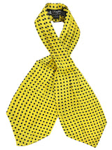 Yellow Polka Dot Pure Silk Vintage Style Cravat