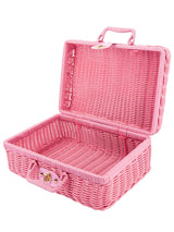 Large Vintage Style Basket Woven Bag - Pink