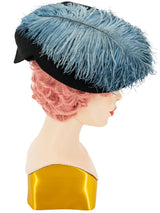 Genuine 1940s Hat With Large Blue Feather