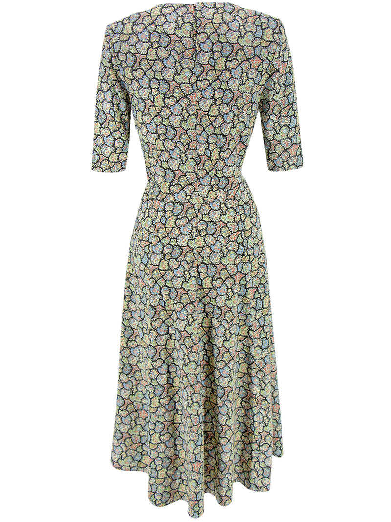 1940s Floral Tribute Tea Dress in Patchwork