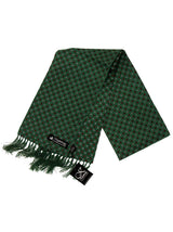 Green Diamond Pattern Pure Silk Aviator Scarf