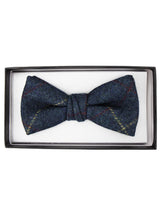 Adjustable Petrol Blue Check Tweed Bow Tie