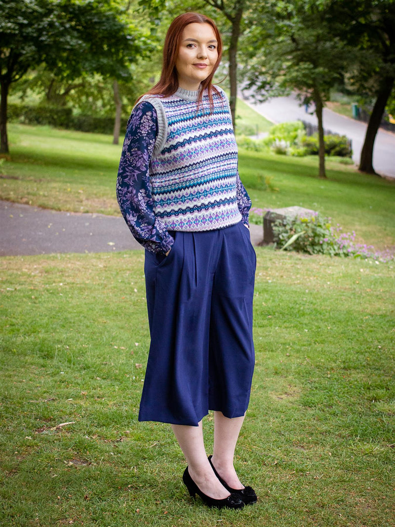 40s Vintage Inspired Navy Palazzo Culottes