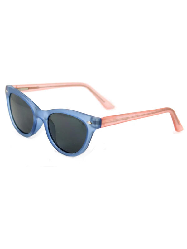 Vintage Style Sunglasses in Matte Blue & Pink