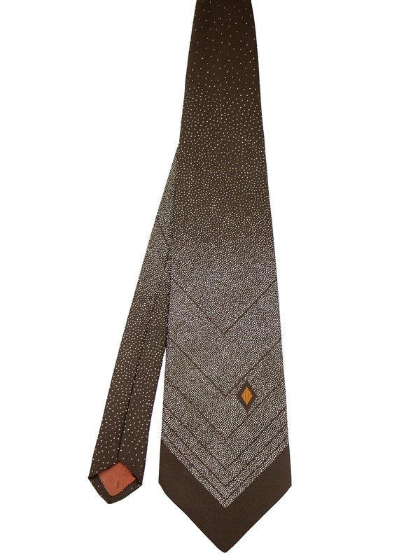 Vintage 1970s Brown & White Spot Kipper Tie