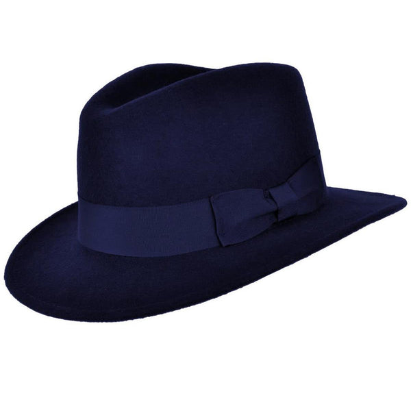 Mens navy cheap blue fedora hat