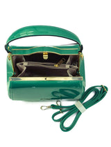 Vintage Look Deep Jade Green Patent Frame Bag