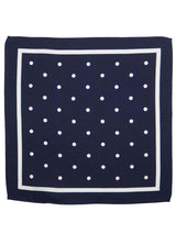 Navy Silk Pocket Square With White Polka Dots