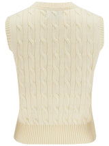 Cream Vintage Style Cable Knit Tank Top