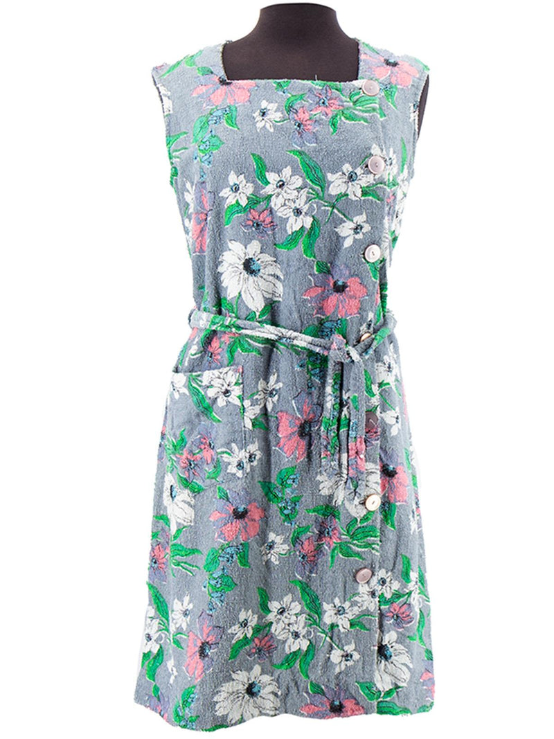 1950s 1960s Floral Terry Towelling Beach Dress