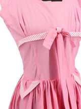 Pink Stripe 1950s Vintage Cotton Dress