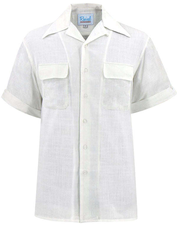 Vintage Style Cotton Leisure Shirt - White