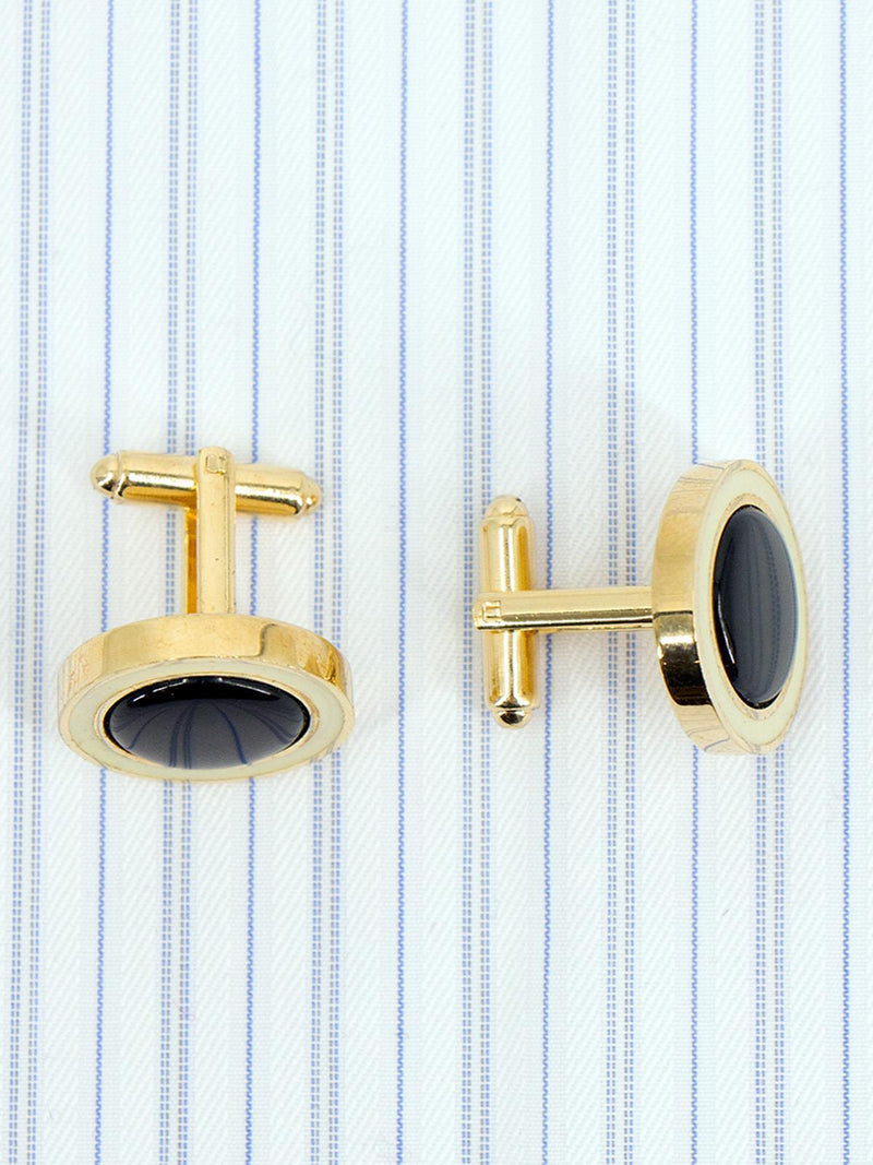 Vintage 1960s Gold Plated Glass & Enamel Cufflinks