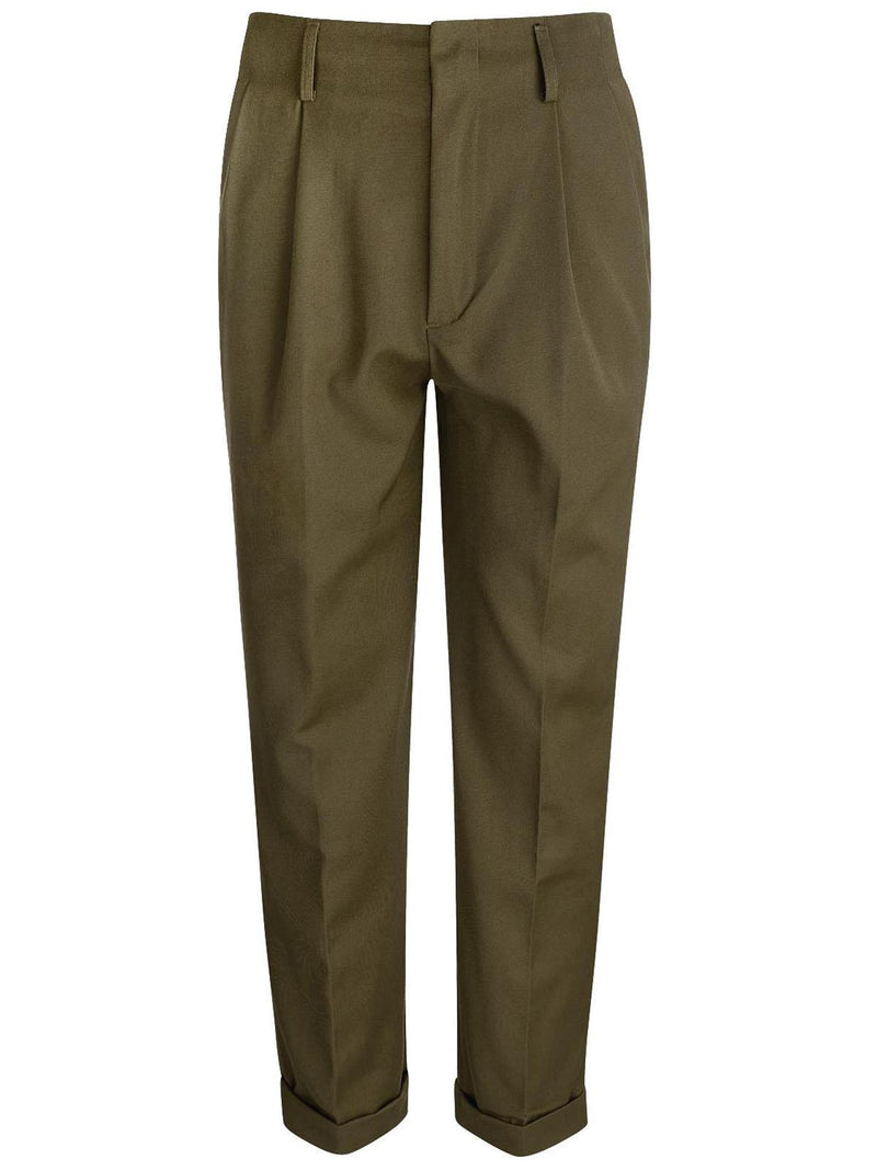 1950s Vintage Chuck Pleated Peg Trousers in Olive Green