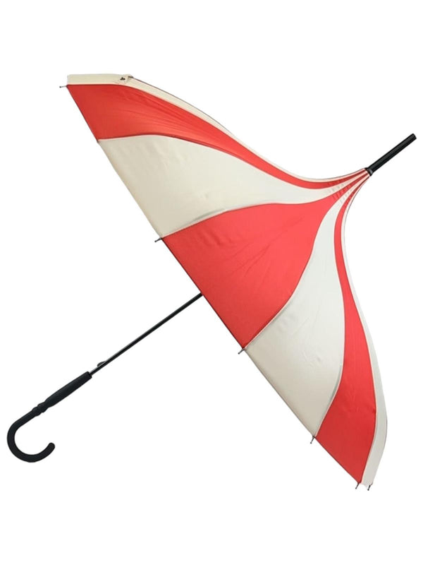 Red & Cream Vintage Pagoda Style Umbrella