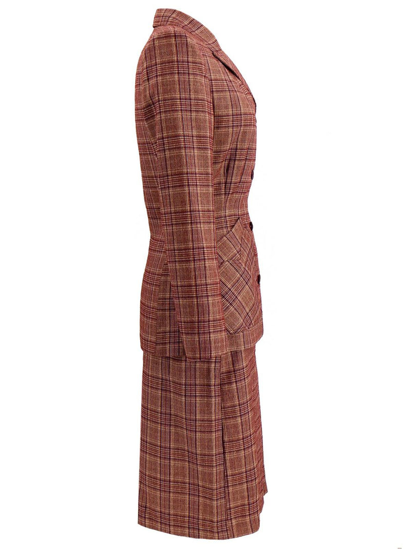 1940s Vintage Homefront Skirt Suit in Claret Red