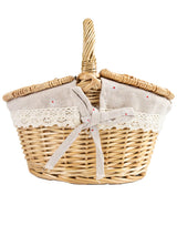 Natural Wicker Retro Basket Bag With Lid