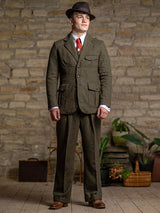 Clubman Herringbone Wool Jacket in Green