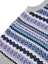 Pure Scottish Wool Fairisle Knit Tank Top in Iris Grey