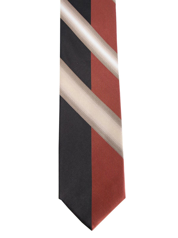 Rust and Black Striped Silk Swing Tie