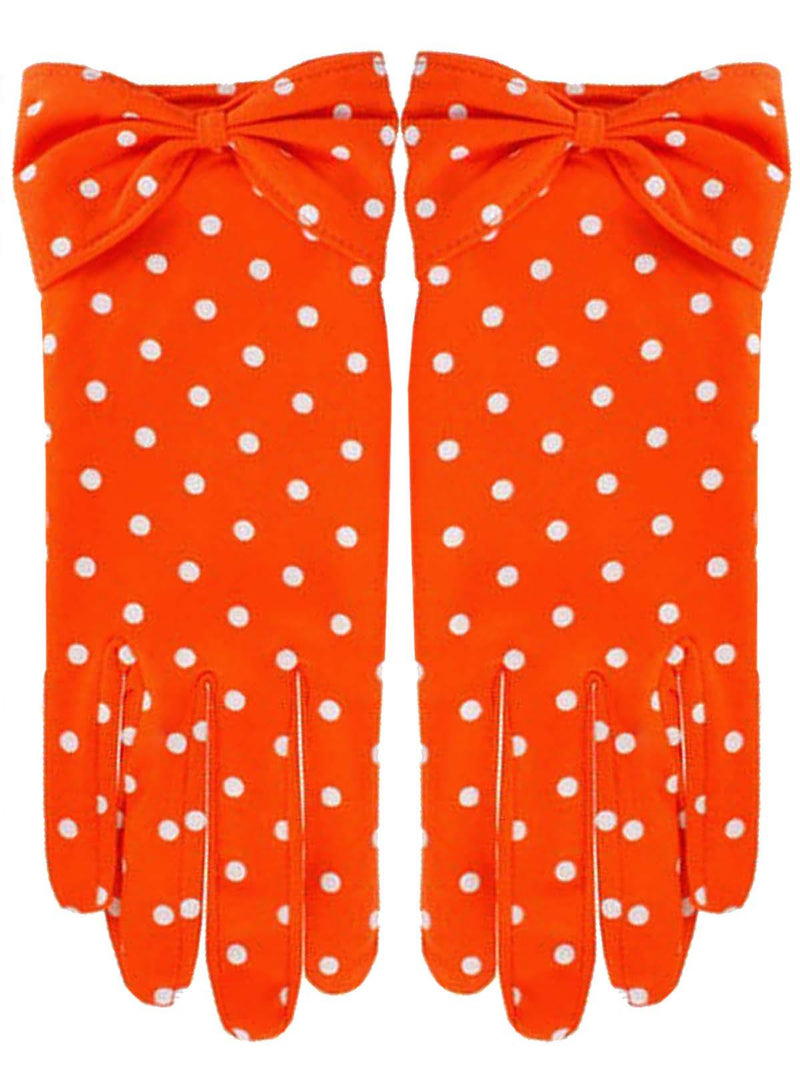 Vintage Style Bright Orange Spot Day Gloves