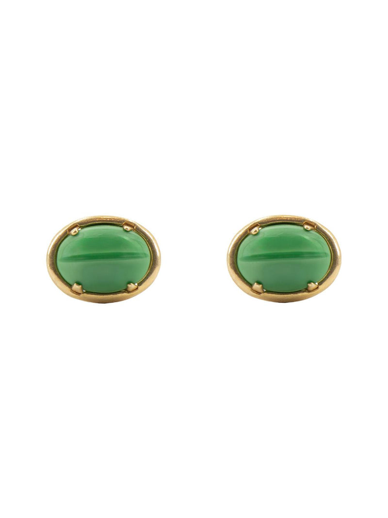 Vintage 1950s Gold Plated Green Cabochon Cufflinks