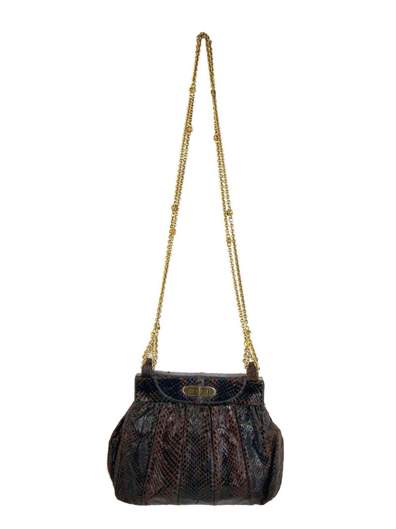 True Vintage Brown Snakeskin Frame Bag