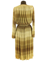 1970s Vintage Tonal Brown Pleated Dress
