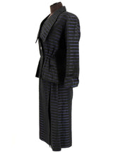 1940s Rembrandt Vintage Striped Black Skirt Suit